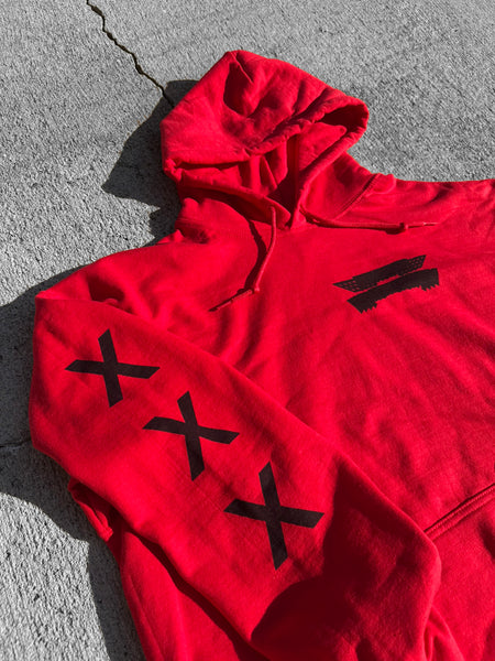 XXX RED PULLOVER HOODIE